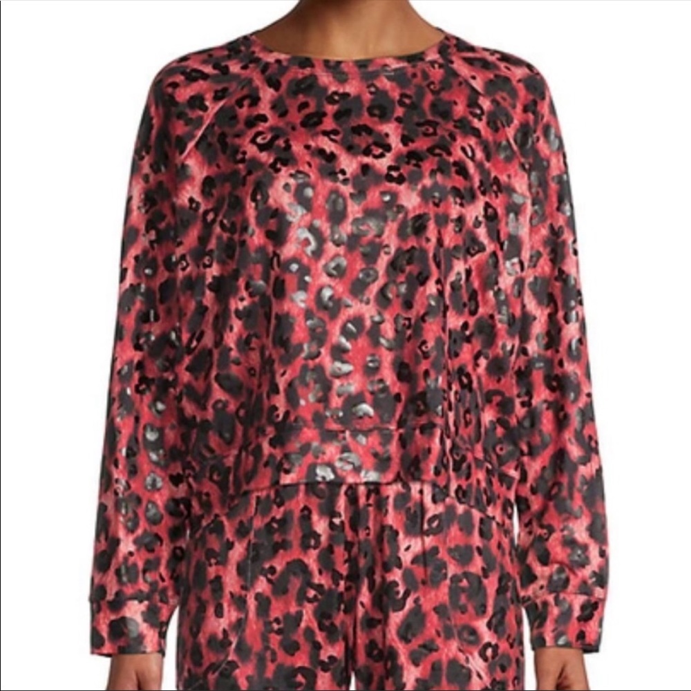 Terez Red & Black Cheetah Print Pullover Sweater S
